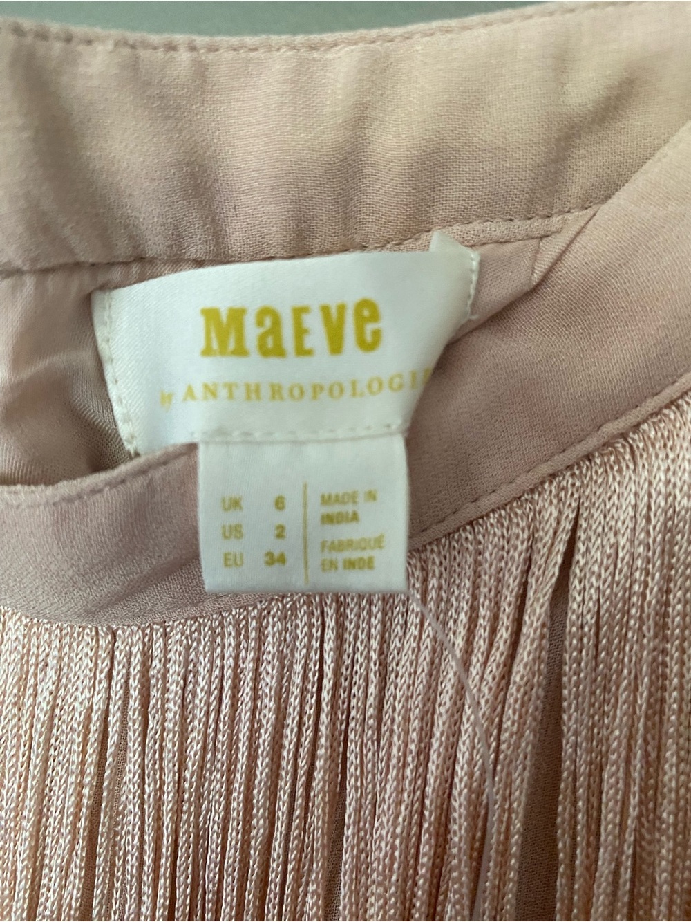 NWT MAEVE x ANTHROPOLOGIE Velma Fringe Flapper Pink Midi Skirt Size 2 - Picture 6 of 10